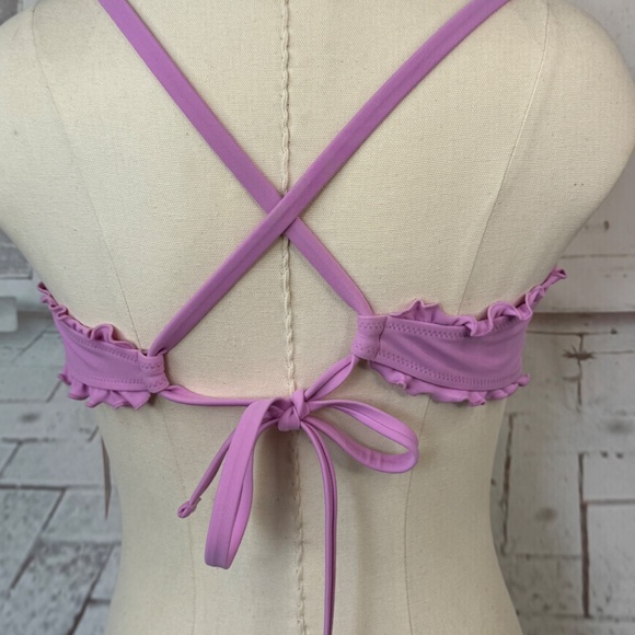 Xhilaration Juniors Pink Ruffle Adj. Straps Orchid Bikini Top Sz. Large L 8 10 - Picture 5 of 10